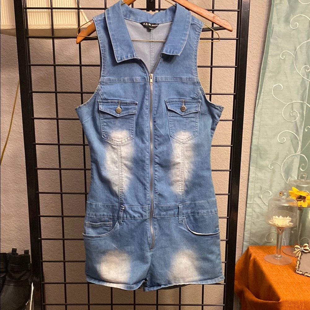 V.I.P. Denim Zip-Up Romper